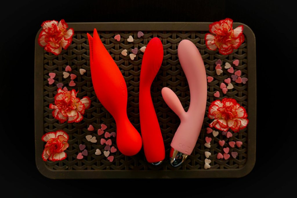 sex toys on the brown tray